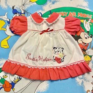 Vintage 90s red & white polka dot Santa’s helper kids dress 🎅🏻